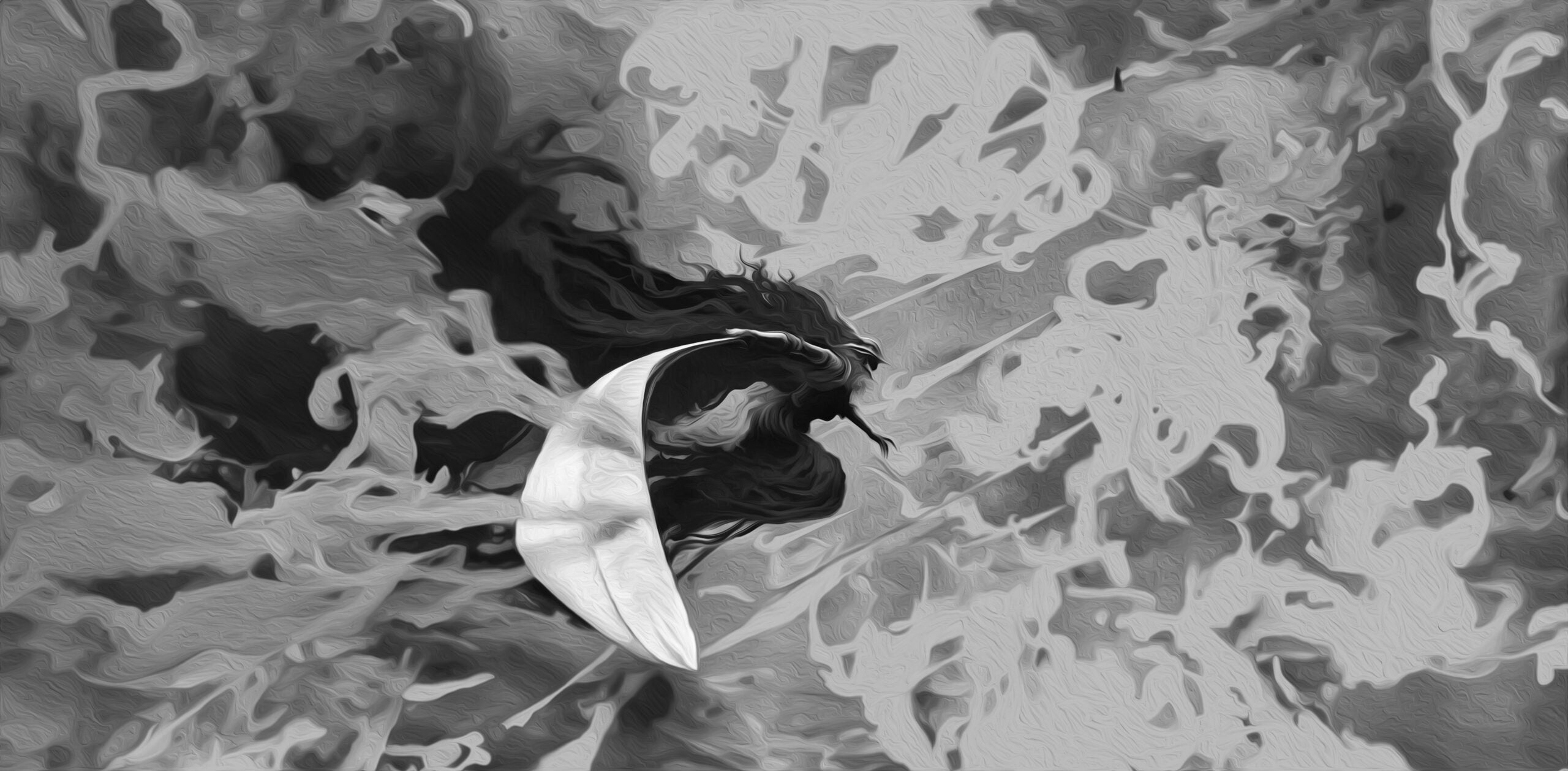 Malenia Black and white – Free Download of an Elden Ring Wallpaper of Malenia in 4k - for mobile, desktop and tablet