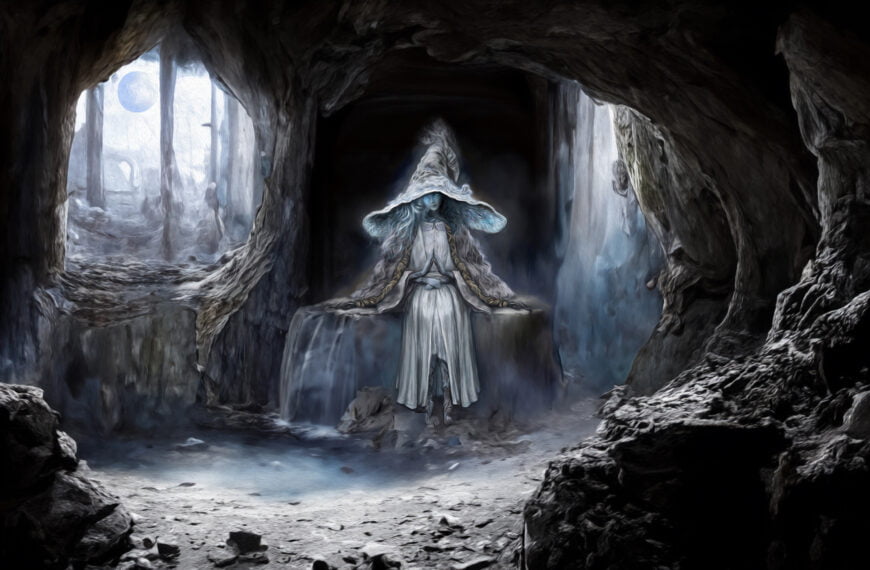 Ranni in a cave – Free Download of an Elden Ring Wallpaper of Ranni in 4k - for mobile, desktop and tablet