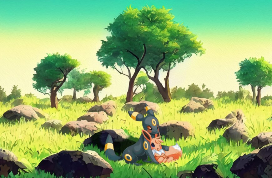 Noctali et Pyroli – fond d’écran Pokémon en 4K pour mobile et ordinateur