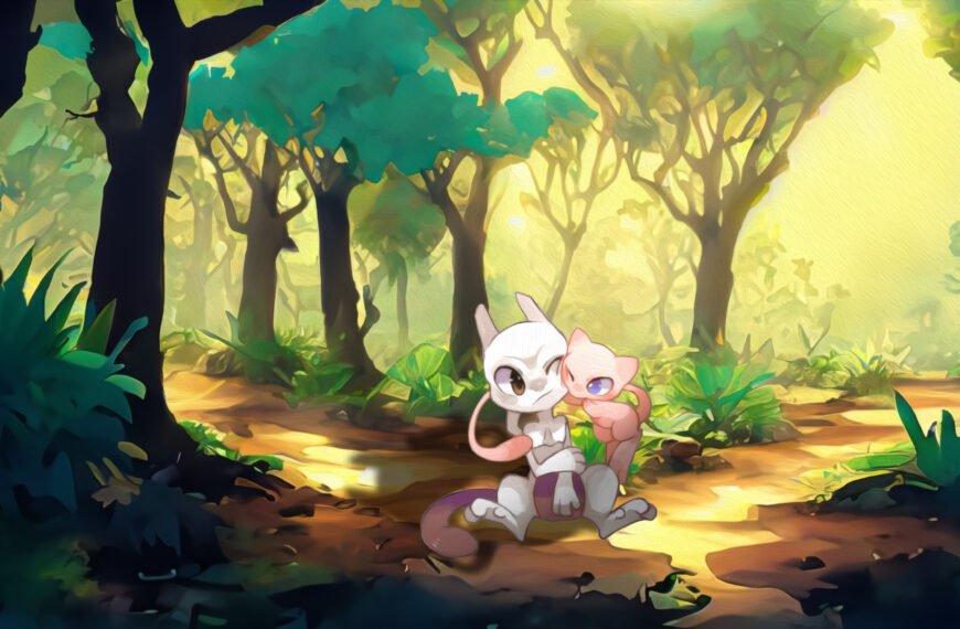 Mew et Mewtwo amis kawaii – fond d’écran Pokémon en 4K pour mobile et ordinateur