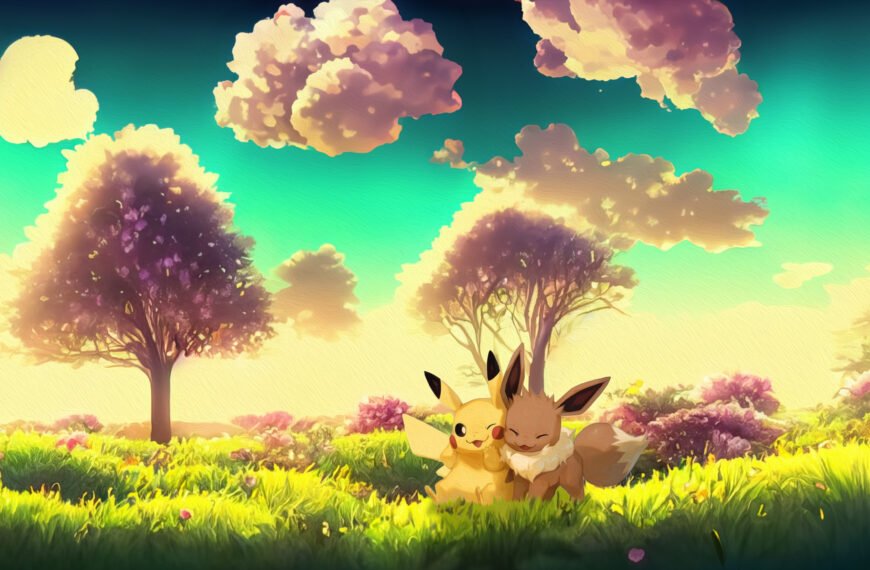 Pikachu et Évoli en plein câlin – fond d’écran Pokémon en 4K pour mobile et ordinateur