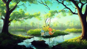 Starters génération 1 – fond d’écran Pokémon en 4K pour mobile et ordinateur