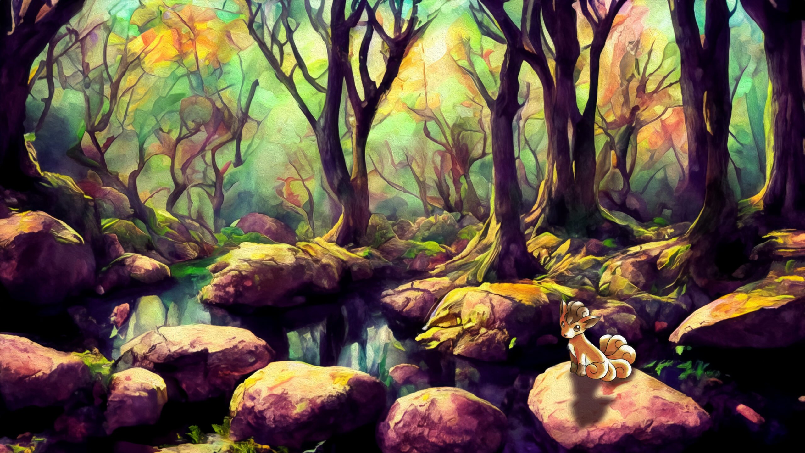 Goupix dans la forêt – fond d’écran Pokémon en 4K pour mobile et ordinateur
