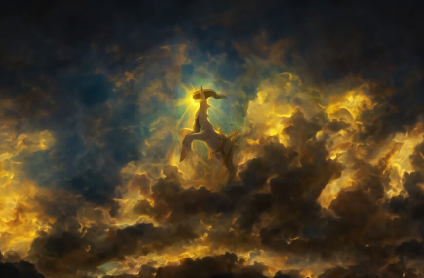 Arceus dans le ciel – fond d’écran Pokémon en 4K pour mobile et ordinateur