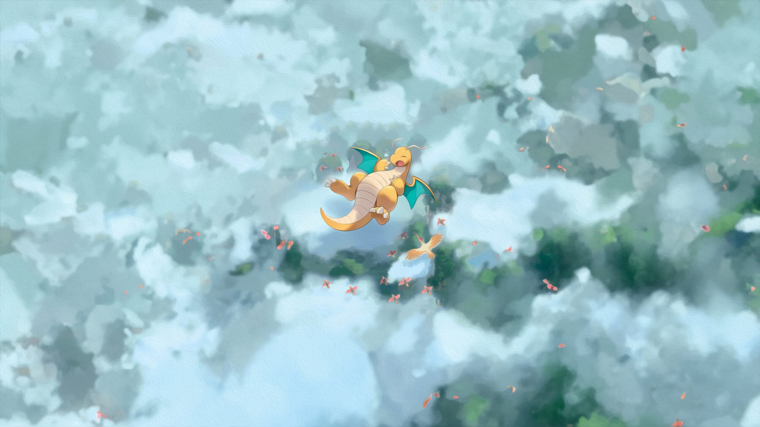 Dracolosse dans les nuages – fond d’écran Pokémon en 4K pour mobile et ordinateur